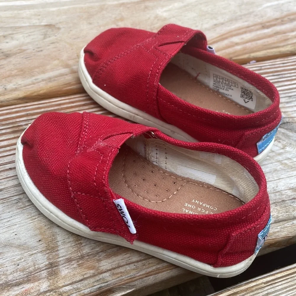 TOMS Red Canvas Alpargata Slip-On Shoes Toddler Size 5T